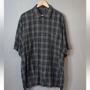 Scott Barber Men’s XL Linen Plaid Button Down Shirt